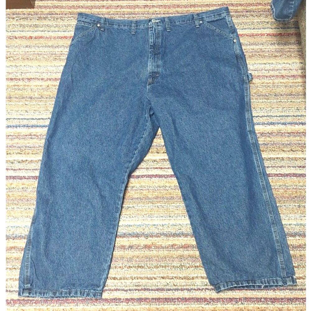 Wrangler Carpenter Jeans Mens 46x30 Blue Denim Relaxed Workwear Utility Pants